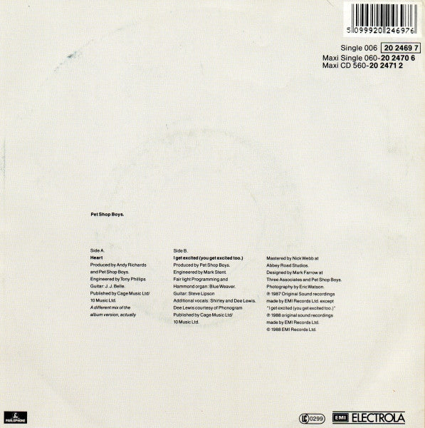 Pet Shop Boys : Heart (7&quot;, Single, Nei)