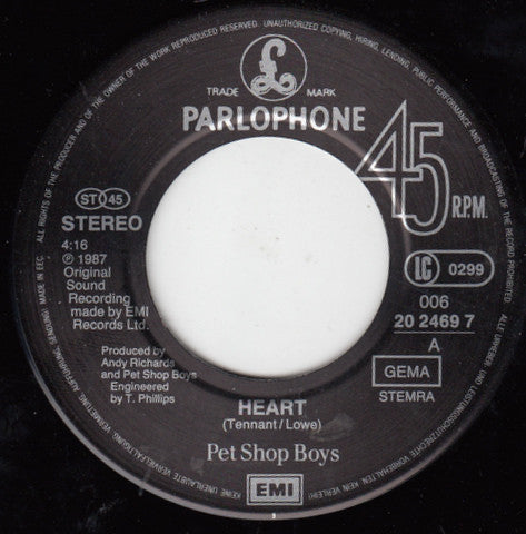 Pet Shop Boys : Heart (7&quot;, Single, Nei)