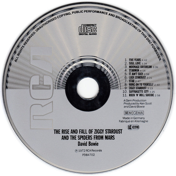 David Bowie : The Rise And Fall Of Ziggy Stardust And The Spiders From Mars (CD, Album, RE)