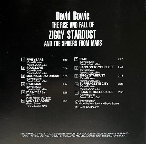 David Bowie : The Rise And Fall Of Ziggy Stardust And The Spiders From Mars (CD, Album, RE)