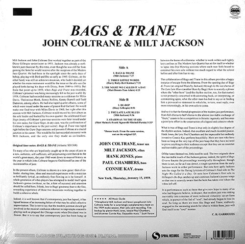John Coltrane &amp; Milt Jackson : Bags &amp; Trane (LP, Album, Ltd, RE, RM, Col)
