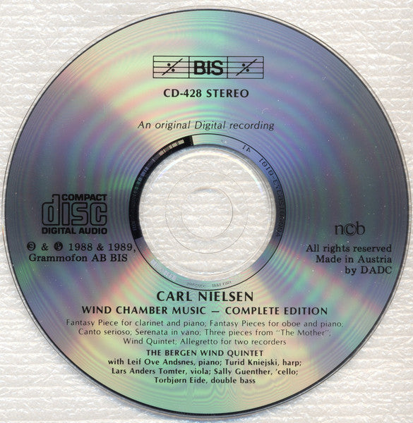Carl Nielsen, The Bergen Wind Quintet* with Leif Ove Andsnes, Turid Kniejski, Lars Anders Tomter, Sally Guenther, Torbjørn Eide : Wind Chamber Music (Complete Edition Including Wind Quintet, Op.43) (CD, Album, RE)