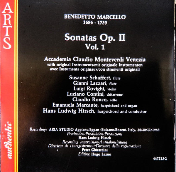Benedetto Marcello, Accademia Claudio Monteverdi, Hans Ludwig Hirsch : Sonatas Op.2 - Vol. 1 (CD)