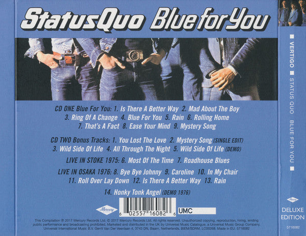 Status Quo : Blue For You (CD, Album, RE + CD, Comp + Dlx, Dig)