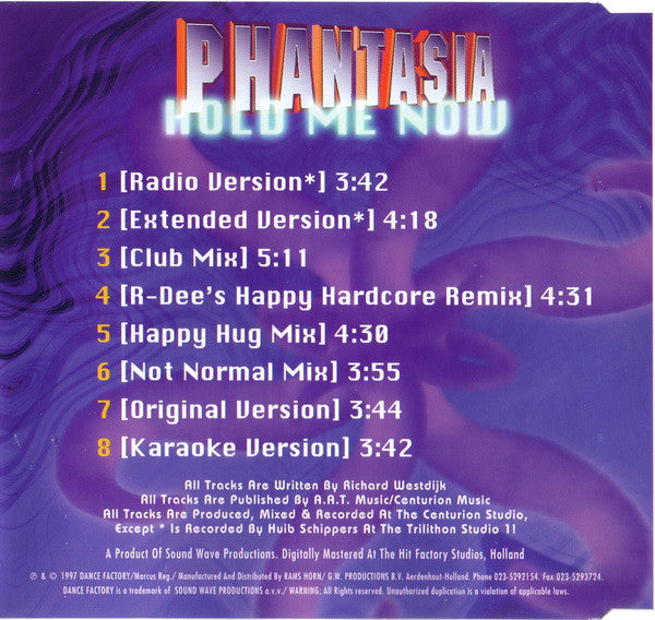 Phantasia (3) : Hold Me Now (CD, Maxi)