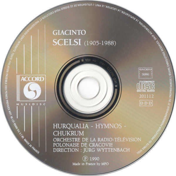 Giacinto Scelsi : Hurqualia - Hymnos - Chukrum (CD, Album, RP)