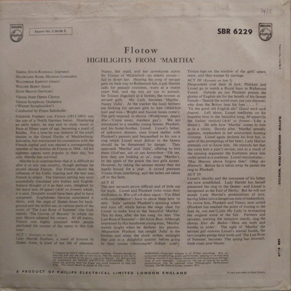 Flotow* - Teresa Stich-Randall, Hildegard Rossl-Majdan*, Waldemar Kmentt, Walter Berry, Hans Braun : Highlights From &#39;Martha&#39;   (10&quot;, Mono)