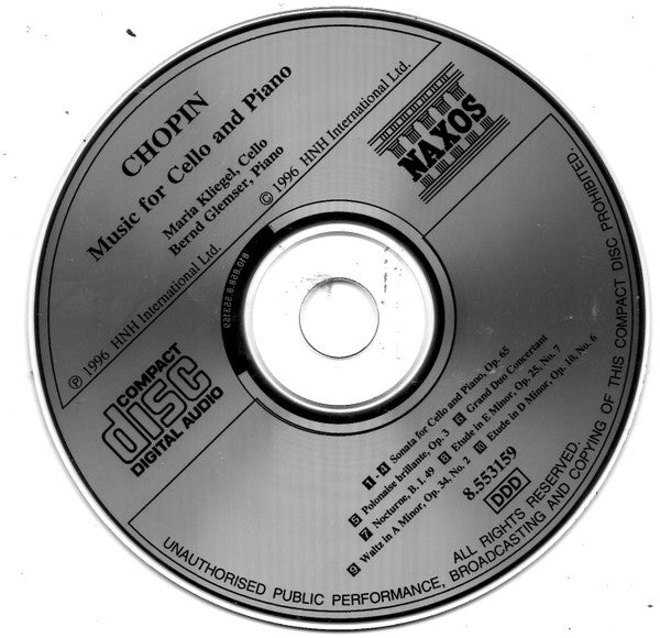 Chopin* - Maria Kliegel, Bernd Glemser : Cello Sonata • Polonaise Brillante • Grand Duo (CD, Album)