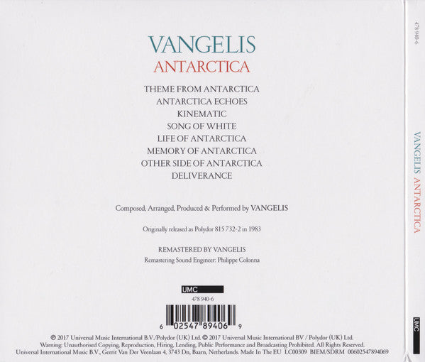 Vangelis : Antarctica (CD, Album, RE, RM, Dig)