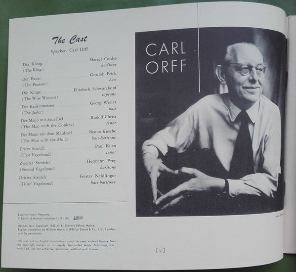 Carl Orff : Die Kluge The Story Of The King And The Wise Woman (2xLP + Box)