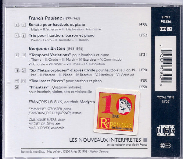 Francis Poulenc, Benjamin Britten, Francois Leleux :  Poulenc - Britten (CD, Album)