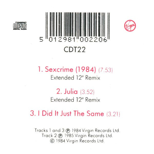 Eurythmics : Sexcrime (Nineteen Eighty Four) (CD, Mini, RE)