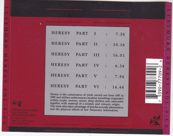 Lustmord : Heresy (CD, Album)