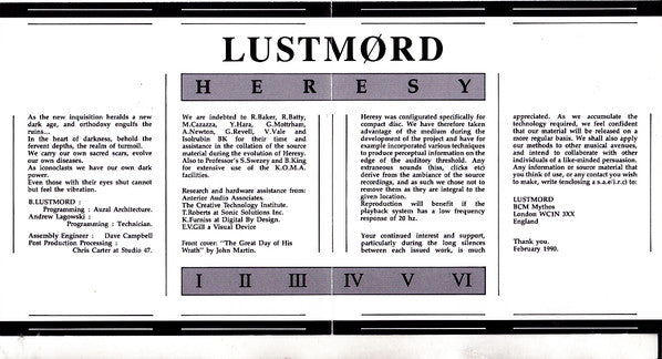 Lustmord : Heresy (CD, Album)