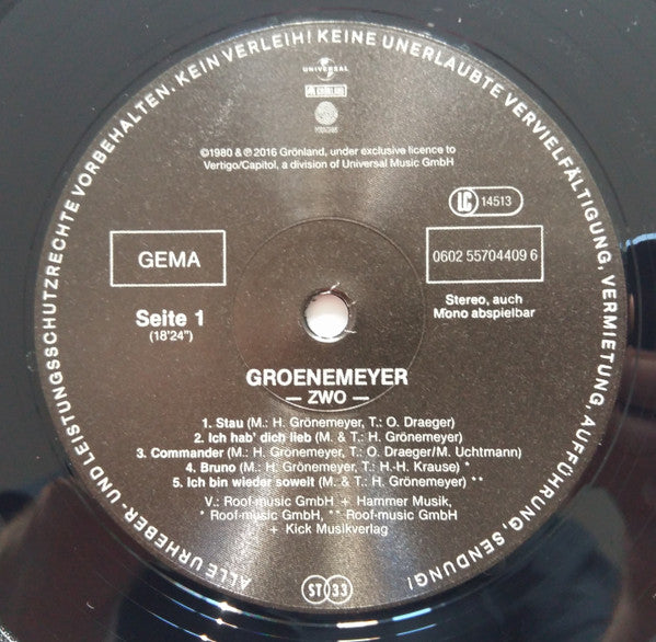 Herbert Grönemeyer : Zwo (LP, Album, RE, RM)