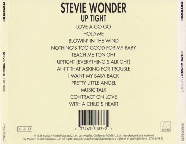 Stevie Wonder : Up-Tight Everything's Alright (CD, Album, RE)