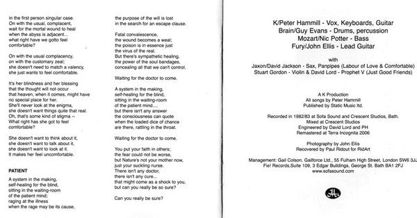 Peter Hammill : Patience (CD, Album, RE, RM)