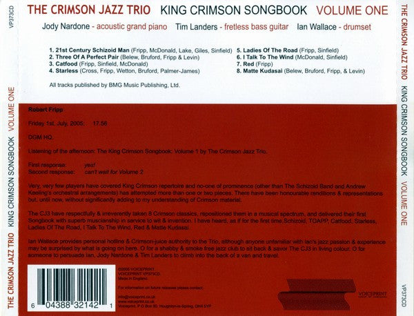 Crimson Jazz Trio : King Crimson Songbook, Volume One (CD, Album)