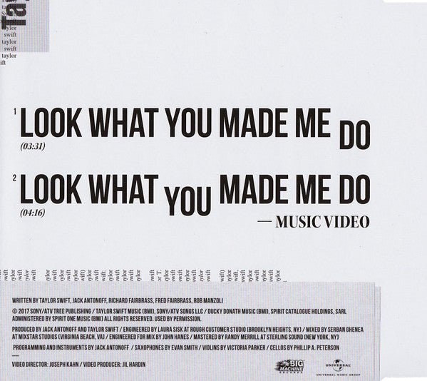 Taylor Swift : Look What You Made Me Do (CD, Single, Enh)
