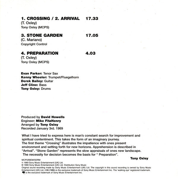 Tony Oxley Quintet : The Baptised Traveller (CD, Album, RE)