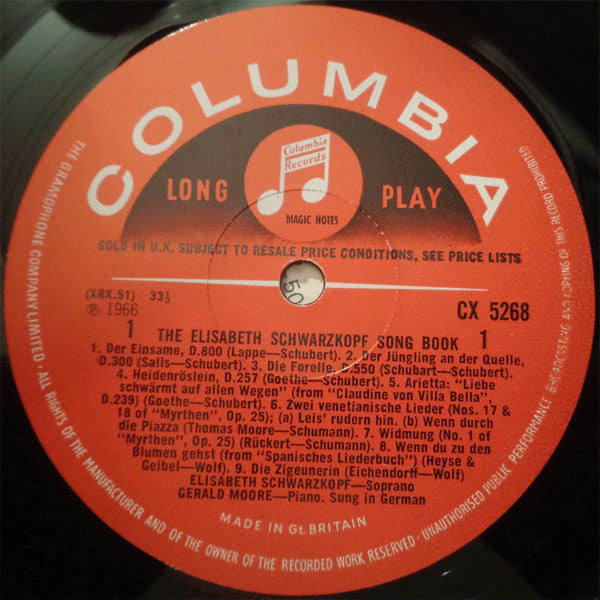 Elisabeth Schwarzkopf, Gerald Moore : The Elisabeth Schwarzkopf Song Book (LP, Mono)