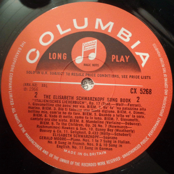 Elisabeth Schwarzkopf, Gerald Moore : The Elisabeth Schwarzkopf Song Book (LP, Mono)
