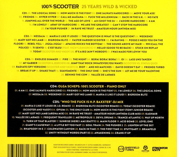 Scooter : 100% Scooter (25 Years Wild &amp; Wicked) (Comp, Ltd + 3xCD, Comp + CD, Album + CD, Mixed)