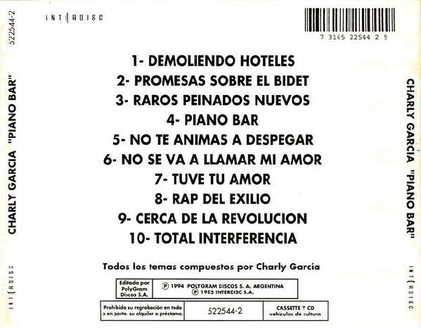 Charly Garcia : Piano Bar (CD, Album, RE)