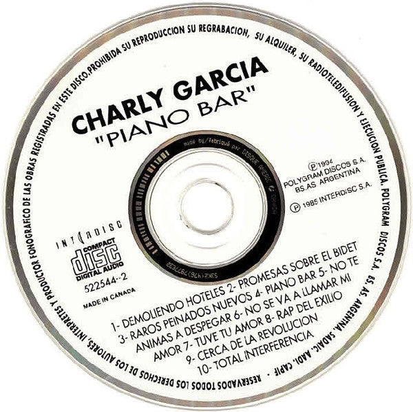Charly Garcia : Piano Bar (CD, Album, RE)