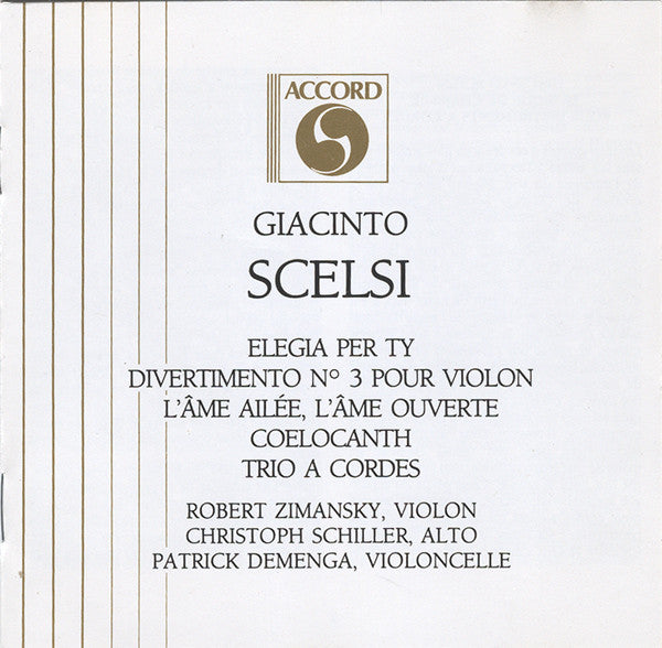 Giacinto Scelsi : Duo, Soli, Trio À Cordes (CD)