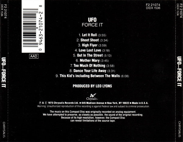UFO (5) : Force It (CD, Album, RE)