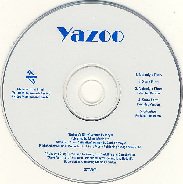 Yazoo : Nobody&#39;s Diary (CD, Single, RE)