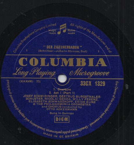 Johann Strauss*, Elisabeth Schwarzkopf, Erika Köth, Nicolai Gedda, Erich Kunz, Philharmonia Orchestra And Chorus* : The Gypsy Baron (2xLP, Mono)