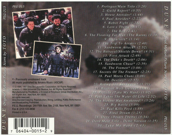 Toto : Dune (Original Motion Picture Score) (CD, Album, RE, RM, Cor)