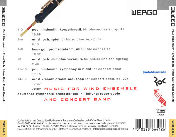 Deutsches Symphonie-Orchester Berlin, Roger Epple, Paul Hindemith, Ernst Toch, Hans Gal : Music For Wind Ensemble And Concert Band  (CD, Album)