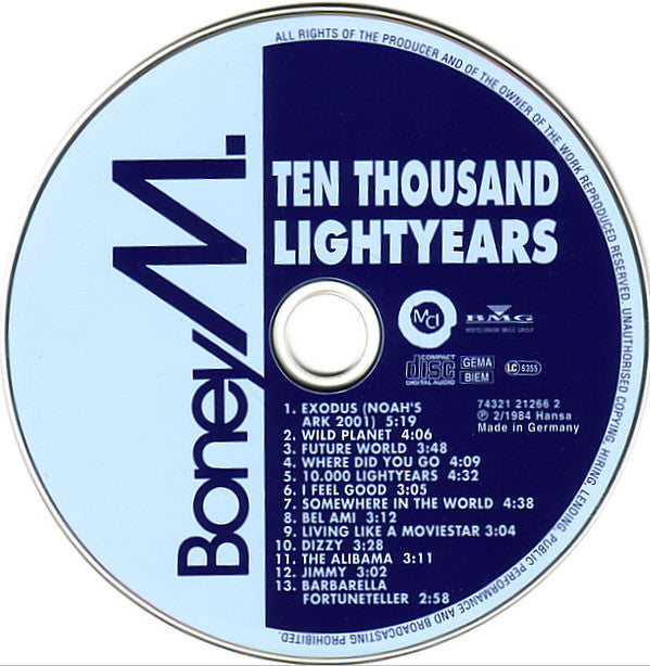 Boney M. : Ten Thousand Lightyears (CD, Album, RE)