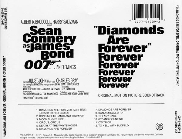 John Barry : Diamonds Are Forever (Original Motion Picture Score) (CD, Album, RE)