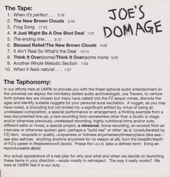Frank Zappa : Joe's Domage (CD, Album, RE)