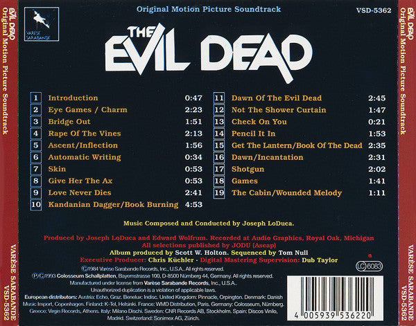 Joseph LoDuca : Evil Dead (Original Motion Picture Soundtrack) (CD, Album, RE)