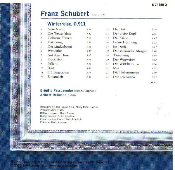 Schubert*, Brigitte Fassbaender, Aribert Reimann : Winterreise (CD, RE, DDD)