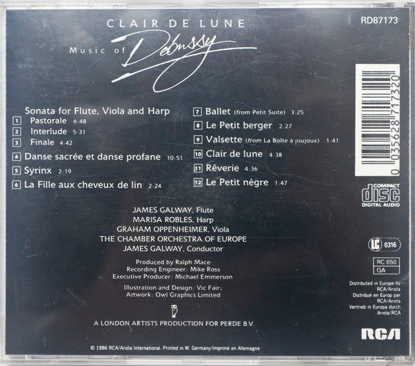 James Galway, Marisa Robles, Graham Oppenheimer, The Chamber Orchestra Of Europe :  Clair De Lune (CD, Album)