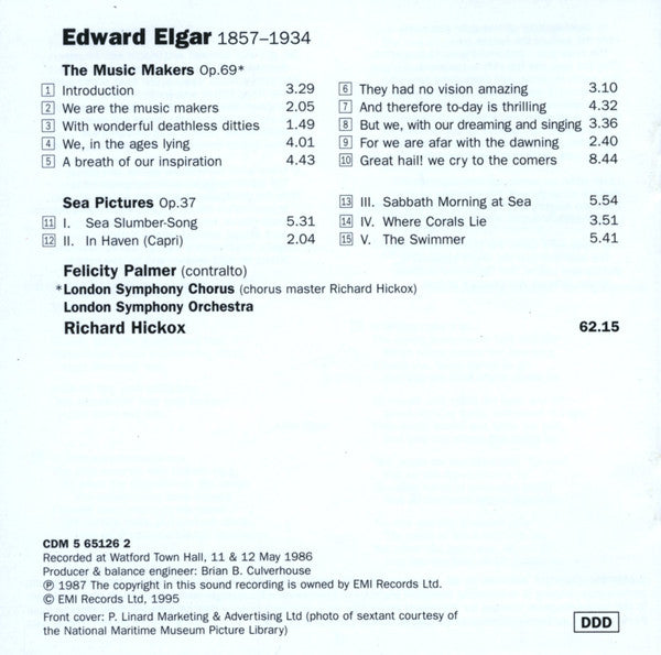 Elgar*, Felicity Palmer, London Symphony Chorus &amp; Orchestra*, Richard Hickox : Sea Pictures, The Music Makers (CD, Album, Comp, RE)