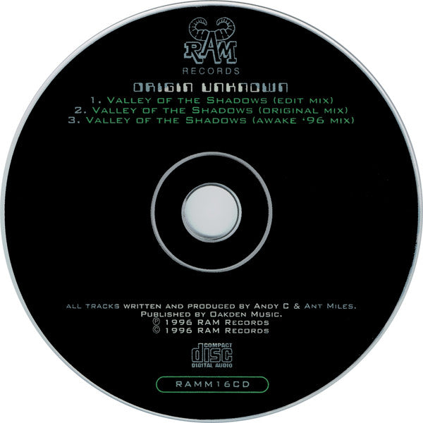 Origin Unknown : Valley Of The Shadows (CD, Single)