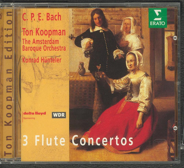 C.P.E. Bach* - The Amsterdam Baroque Orchestra, Ton Koopman, Konrad Hünteler : 3 Flute Concertos (CD, Album, RE)
