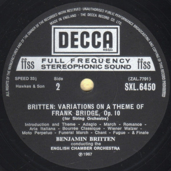 Britten* - London Symphony Orchestra / English Chamber Orchestra : Young Person&#39;s Guide To The Orchestra / Variations On A Theme Of Frank Bridge (LP, Comp, Lab)
