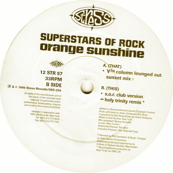 Superstars Of Rock : Orange Sunshine (12&quot;)
