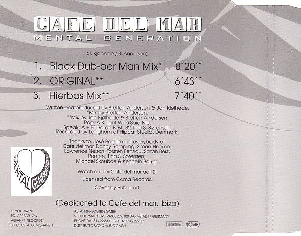 Mental Generation : Cafe Del Mar (CD, Maxi)