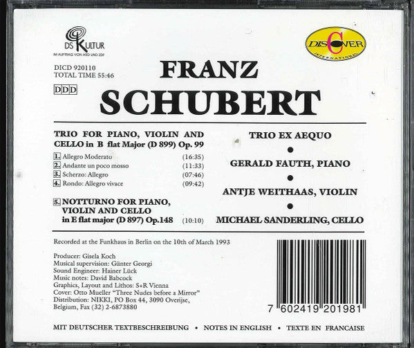 Trio Ex Aequo, Franz Schubert : Trio, Notturno (CD)