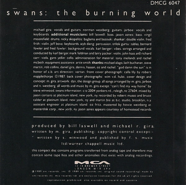Swans : The Burning World (CD, Album)