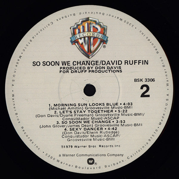 David Ruffin : So Soon We Change (LP, Album, Los)